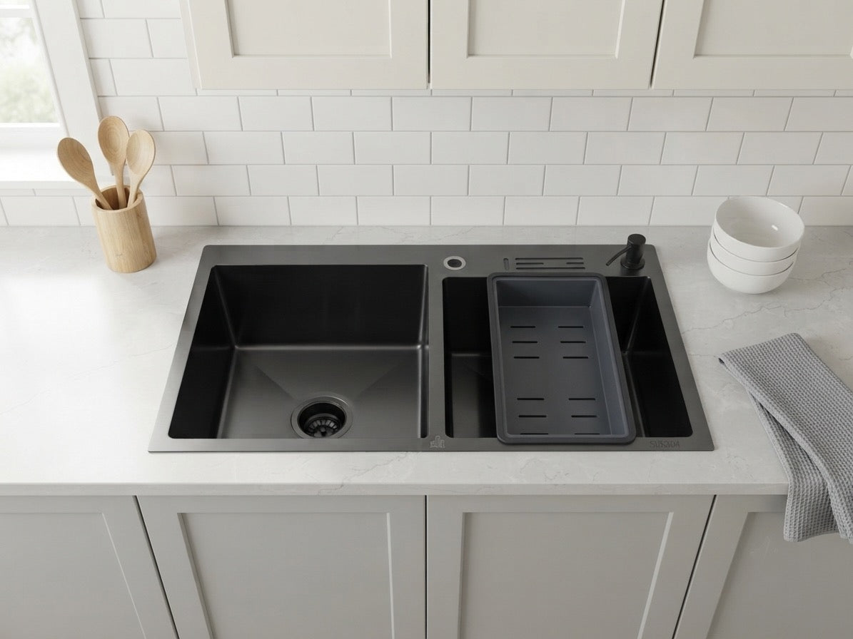 EVIER CUISINE NANO NOIR 82/45cm +